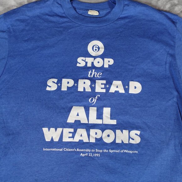 Vintage Other - Vintage Stop The Spread Of Weapons T Shirt Mens XL (Fits Slim L) Made In USA 90s